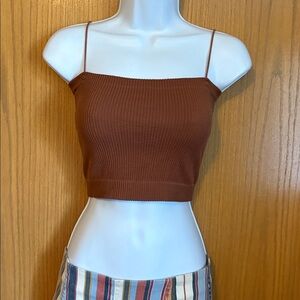 Alya size SMALL BROWN Terracotta Ribbed CROP Top